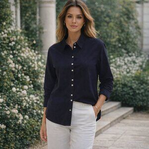 Steilmann Made In Germany Womens Classic Navy Button Up Shirt- Size 14-16